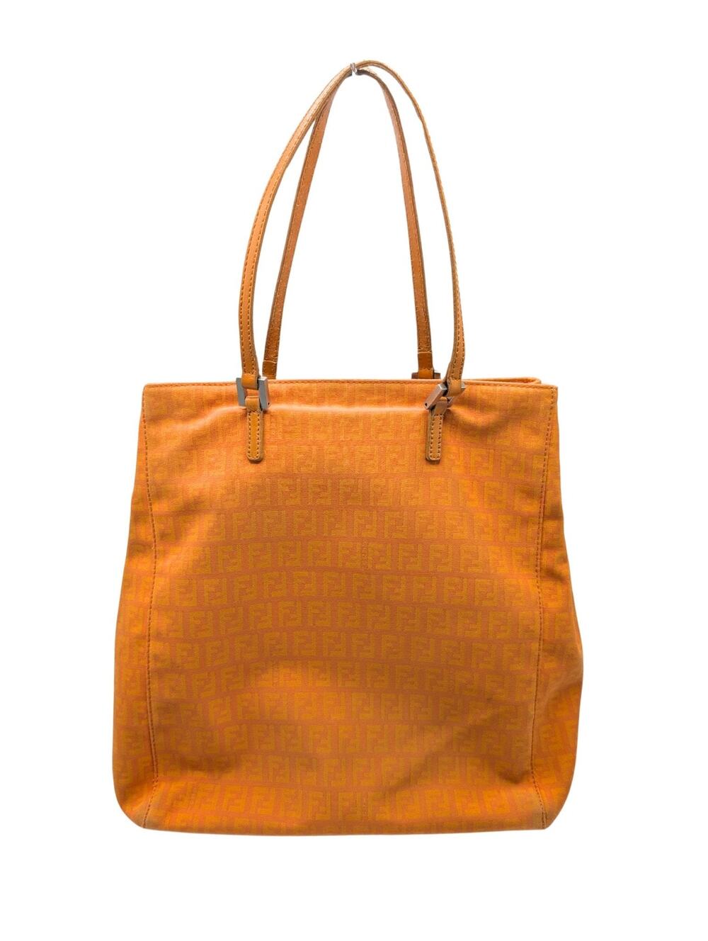 Fendi Orange Zucchino FF Monogram Canvas Leather Tote y2k